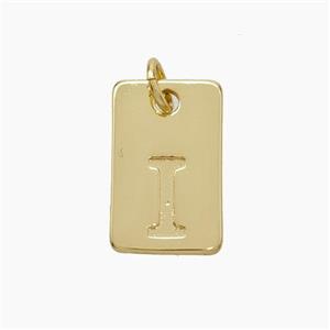 Copper Card Pendant Letter-I Gold Plated, approx 10-16mm