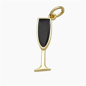Wine Cup Charms Copper Pendant Black Enamel Gold Plated, approx 5-17mm