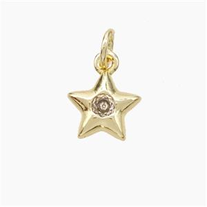Copper Star Pendant Pave Zirconia Gold Plated, approx 9mm