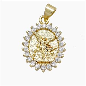 Copper Fairy Pendant Pave Zirconia Gold Plated, approx 15-17mm
