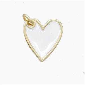 Copper Heart Pendant White Enamel Gold Plated, approx 13-15mm