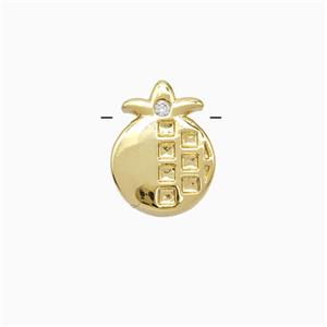 Copper Pineapple Pendant Pave Zirconia Gold Plated, approx 9-12mm