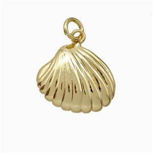 Scallop Shell Charms Copper Pendant Gold Plated, approx 14-17mm