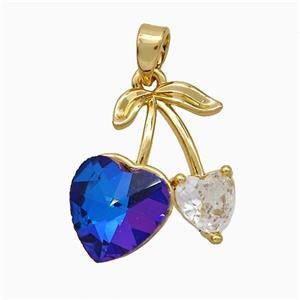 Copper Cherry Pendant Pave Crystal Glass Gold Plated, approx 16-20mm