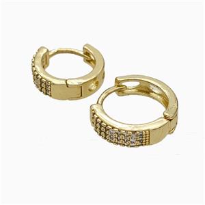 Copper Hoop Earrings Micropave Zirconia Gold Plated, approx 12mm dia