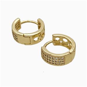 Copper Hoop Earrings Micropave Zirconia Gold Plated, approx 11mm dia