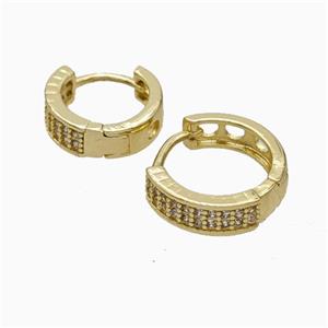 Copper Hoop Earrings Micropave Zirconia Gold Plated, approx 12mm dia