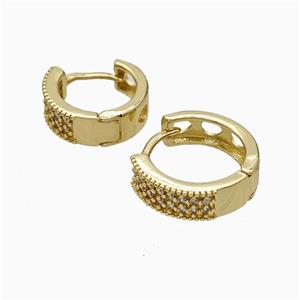 Copper Hoop Earrings Micropave Zirconia Gold Plated, approx 12mm dia