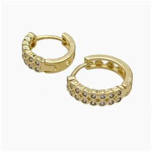 Copper Hoop Earrings Micropave Zirconia Gold Plated, approx 16mm dia