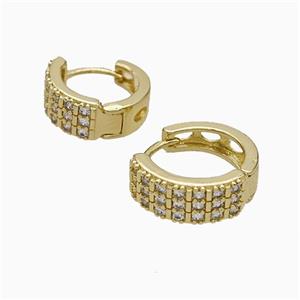 Copper Hoop Earrings Micropave Zirconia Gold Plated, approx 16mm dia