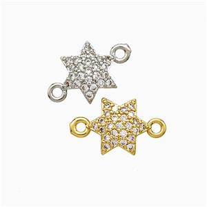 Copper Star Connector Pave Zirconia Mixed, approx 10mm