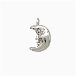 Copper Moon Pendant Platinum Plated, approx 7-9mm