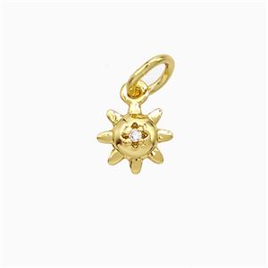Copper Sun Pendant Pave Zirconia Gold Plated, approx 7mm