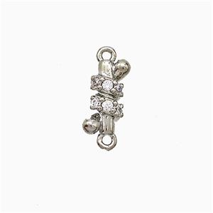 Copper Connector Pave Zirconia Platinum Plated, approx 5-10mm