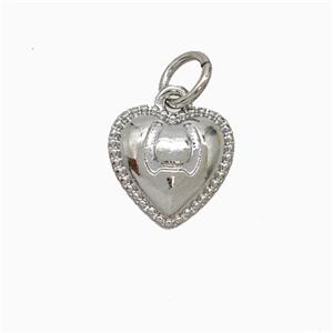 Copper Heart Pendant Platinum Plated, approx 10mm