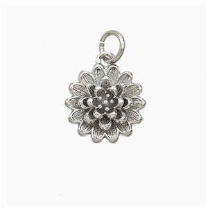 Copper Flower Pendant Platinum Plated, approx 12mm