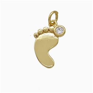 Copper Footprint Pendant Pave Zirconia Gold Plated, approx 10-14mm