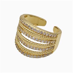 Copper Rings Micropave Zirconia Gold Plated, approx 17mm, 18mm dia