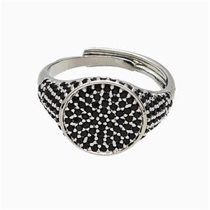 Copper Sun Rings Pave Black Zirconia Adjustable Platinum Plated, approx 13mm, 18mm dia