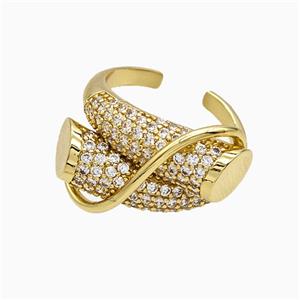 Copper Rings Pave Zirconia Gold Plated, approx 15mm, 18mm dia