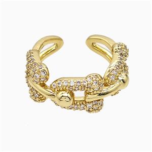 Copper Ring Pave Zirconia Gold Plated, approx 10mm, 18mm dia