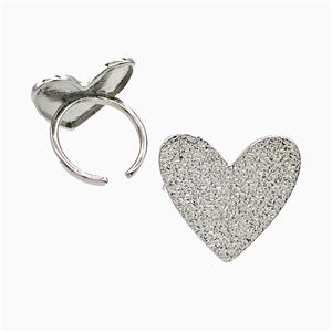 Copper Heart Rings Corrugated Platinum Plated, approx 23mm, 18mm dia