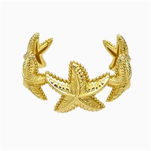 Copper Starfish Rings Gold Plated, approx 9-12mm, 18mm dia