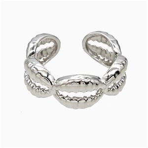 Copper Conchshell Rings Platinum Plated, approx 8mm, 18mm dia