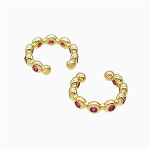 Copper Clip Earrings Pave Zirconia Gold Plated, approx 13mm dia