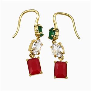 Copper Hook Earrings Pave Crystal Glass Gold Plated, approx 4-35mm