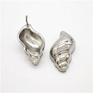 Copper Conch Shell Stud Earrings Platinum Plated, approx 12-21mm
