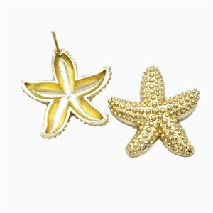 Copper Starfish Stud Earrings Gold Plated, approx 24mm