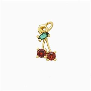 Copper Cherry Pendant Pave Zirconia Gold Plated, approx 7-10mm