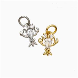 Copper Crab Pendant Pave Zirconia Mixed, approx 9-10mm