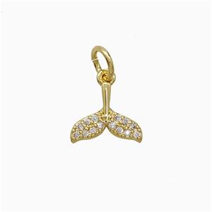 Copper Mermaid-Tail Pendant Pave Zirconia Gold Plated, approx 8-10mm