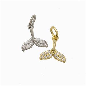 Copper Mermaid-Tail Pendant Pave Zirconia Mixed, approx 8-10mm