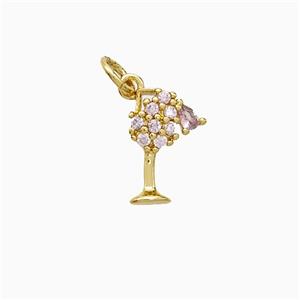 Copper Cup Pendnat Pave Zirconia Gold Plated, approx 8-12mm