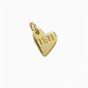 Copper Heart Pendant Double Eleven Gold Plated, approx 8-10mm