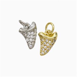 Copper Shark Tooth Charms Pendant Pave Zirconia Mixed, approx 8-12mm
