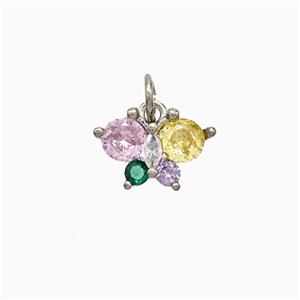 Copper Butterfly Pendant Pave Crystal Glass Platinum Plated, approx 8-12mm