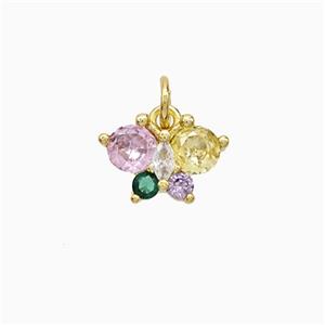 Copper Butterfly Pendant Pave Crystal Glass Gold Plated, approx 8-12mm