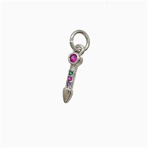 Copper Arrowhead Pendant Pave Zirconia Platinum Plated, approx 11mm