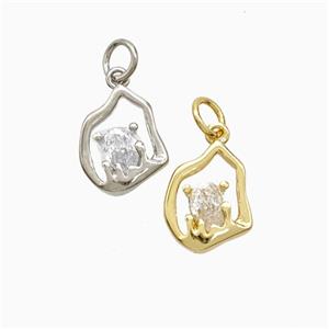 Copper Flame Pendant Pave Zirconia Mixed, approx 10-11mm