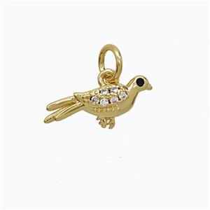 Copper Birds Pendant Pave Zirconia Gold Plated, approx 7-15mm