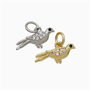 Copper Birds Pendant Pave Zirconia Mixed, approx 7-15mm
