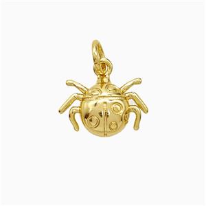 Copper Ladybug Pendant Gold Plated, approx 9-12mm