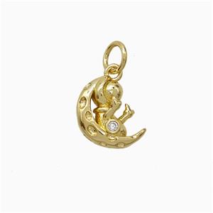 Copper Moon Baby Pendant Pave Zirconia Gold Plated, approx 9-11mm