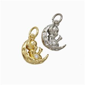 Copper Moon Baby Pendant Pave Zirconia Mixed, approx 9-11mm