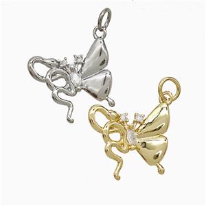 Copper Butterfly Pendant Pave Zirconia Mixed, approx 15-17mm