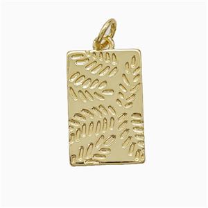 Copper Leaf Pendant Rectangle Gold Plated, approx 11-17mm